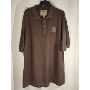 Hard Rock Hotel Polo Shirt Mens 2XL Brown Excellent Seminole Hollywood Florida